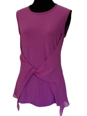 Joseph Ribkoff Asymmetrical Twist Front Top Purple Orchid Stretchy Lightweight